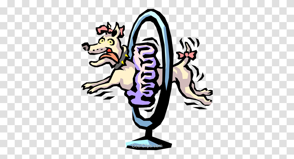 Show Dog Jumping Through Hoop Royalty Free Vector Clip Art, Dragon, Pet, Canine, Animal Transparent Png