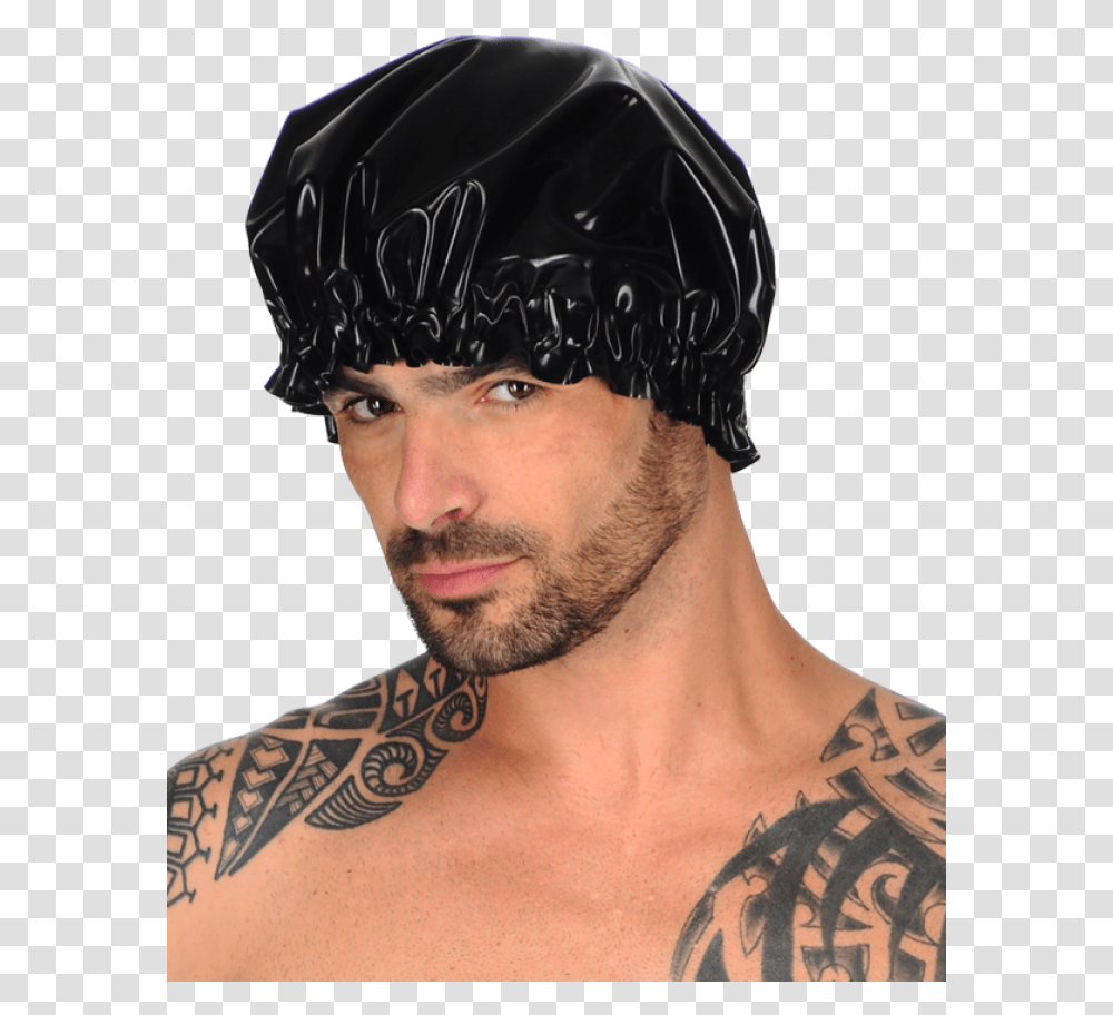 Shower Cap Man With Shower Cap, Skin, Apparel, Person Transparent Png