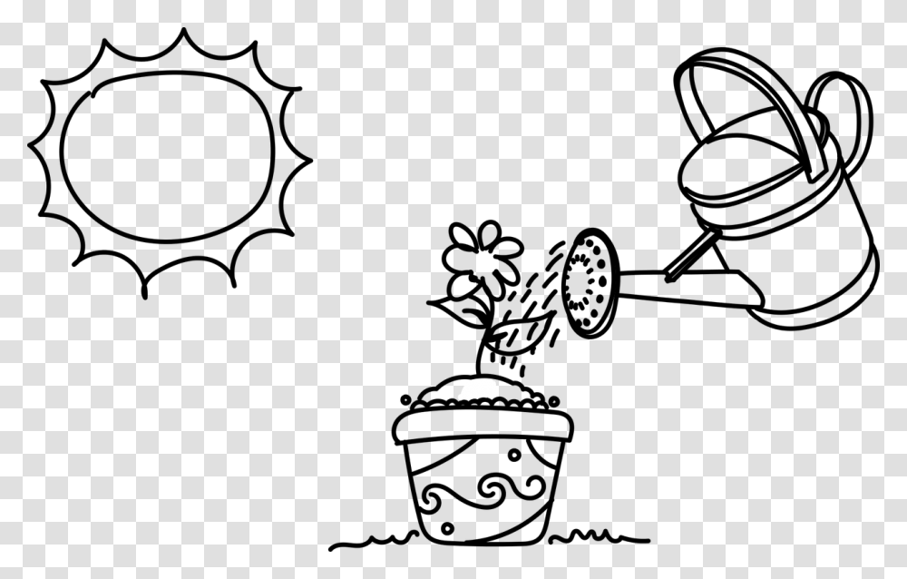 Shower Water Plants Free Photo Watering Plants Black And White, Moon, Outdoors, Nature, Screen Transparent Png