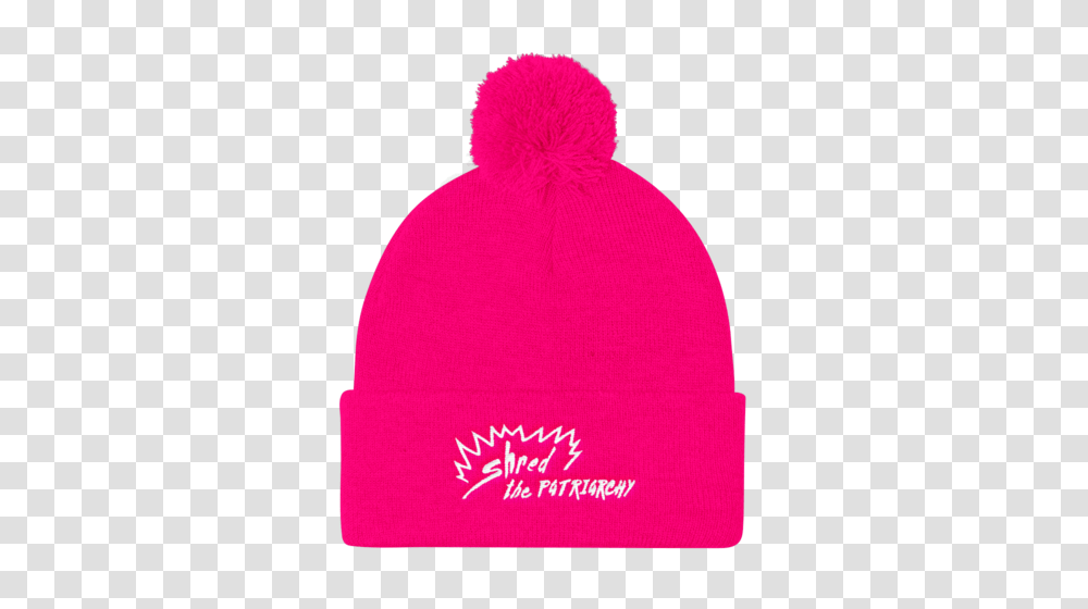 Shred The Patriarchy Pom Pom Knit Cap Hot Pink, Apparel, Hat, Beanie Transparent Png