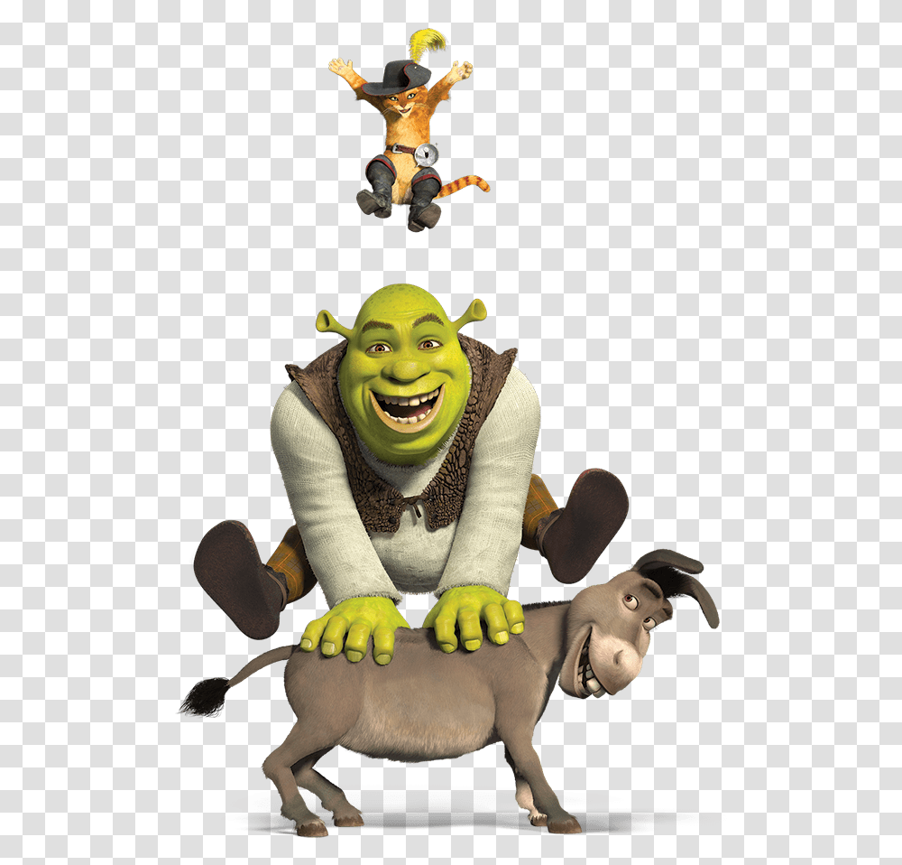 Shrek And Donkey Shrek Donkey And Puss In Boots, Figurine, Finger, Person, Toy Transparent Png