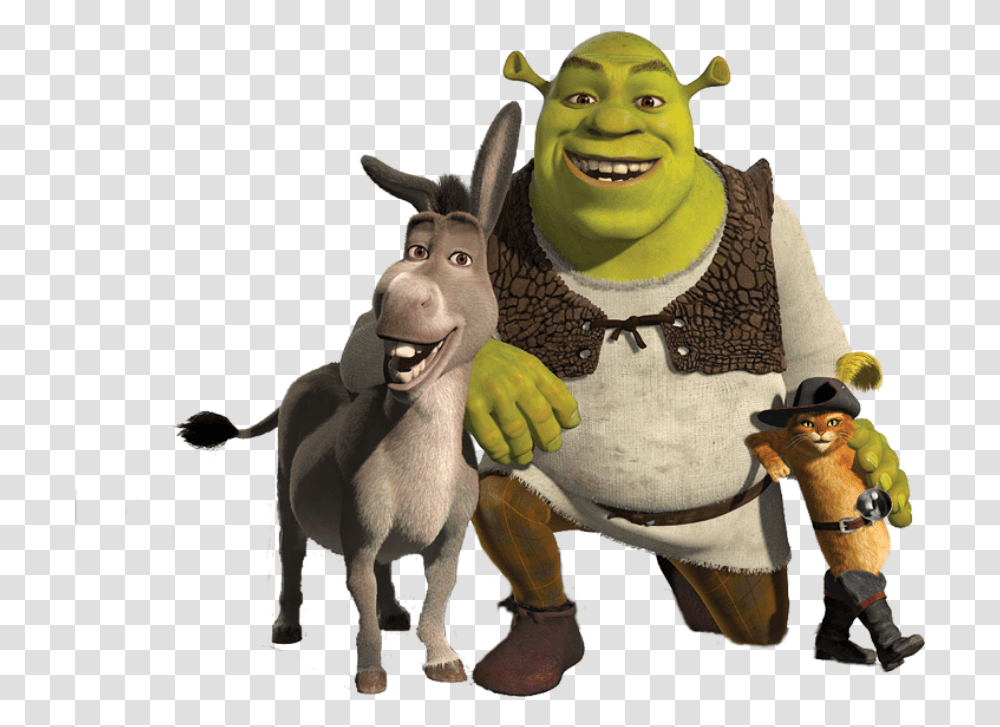 Shrek And Donkey Shrek Fiona Donkey And Puss In Boots, Mammal, Animal, Person, Human Transparent Png