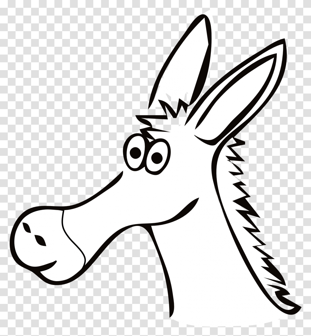 Shrek Donkey Clipart Black And White Outline Cartoon Donkey Face, Mammal, Animal, Wildlife, Aardvark Transparent Png