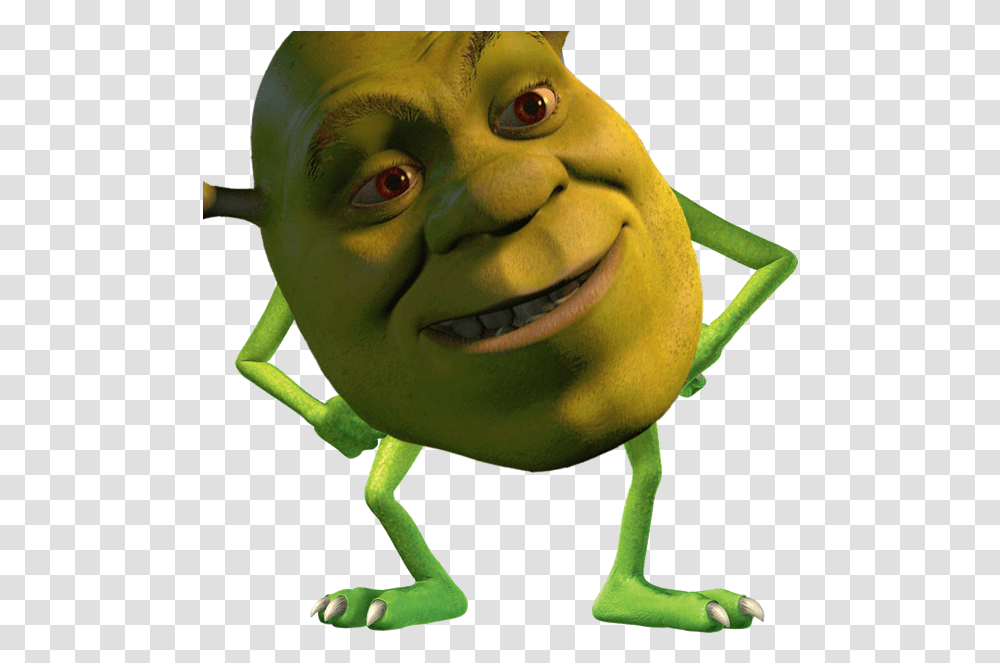 Shrek Mike Wazowski Meme, Figurine, Head, Animal, Green Transparent Png