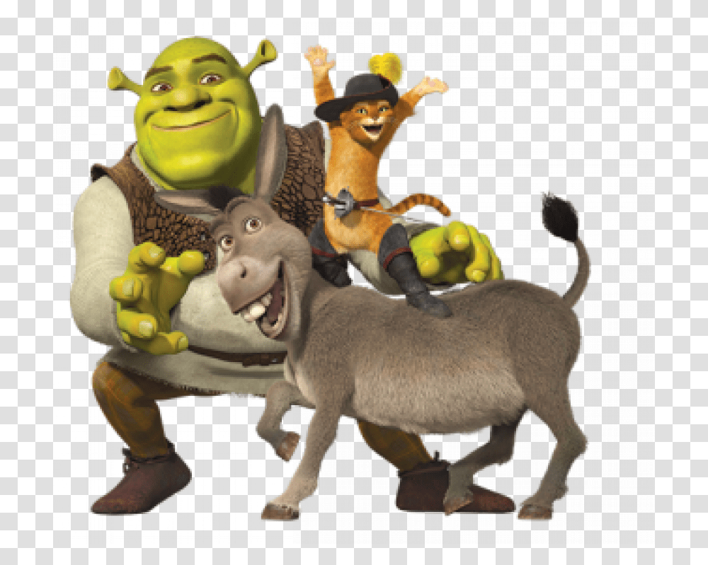 Shrek Puss In Boots And Donkey, Figurine, Animal, Mammal, Dog Transparent Png