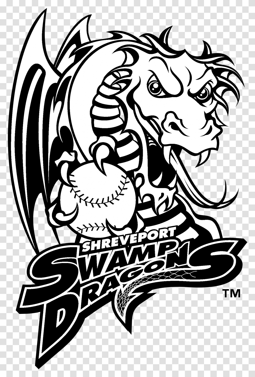 Shreveport Swamp Dragons Logo Black And White Shreveport Swamp Dragons, Stencil, Statue, Sculpture Transparent Png