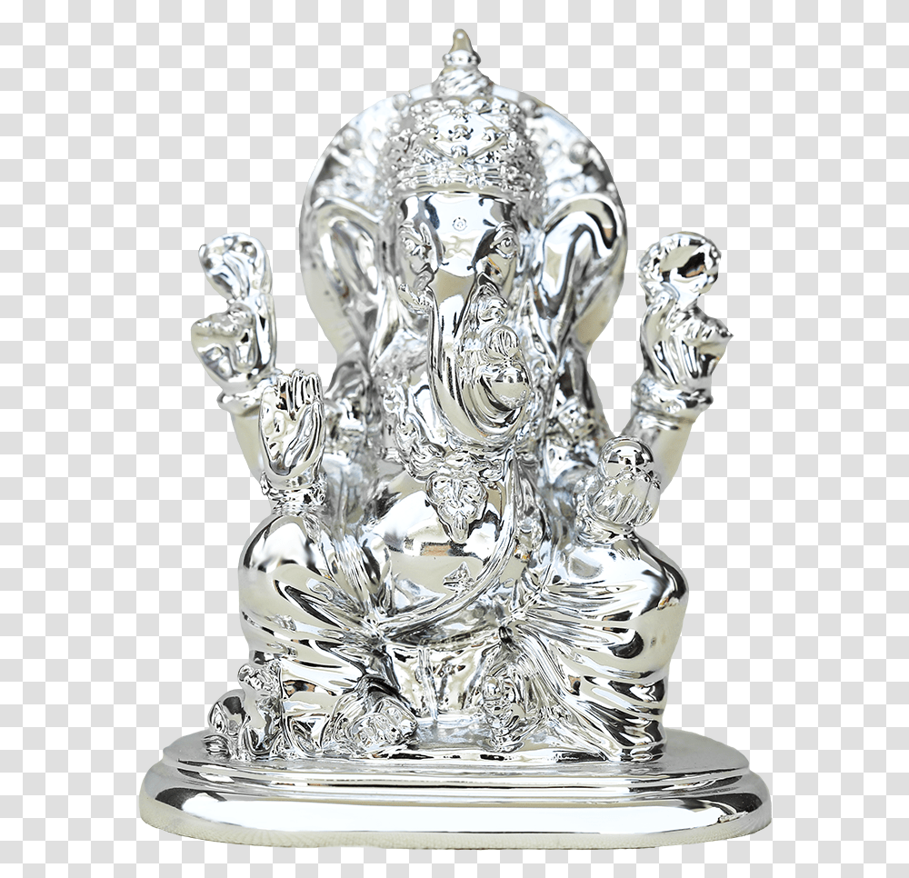Shri Ganesh Ji With Standsilver Platedonline Gifts, Crystal, Platinum, Wedding Cake, Dessert Transparent Png