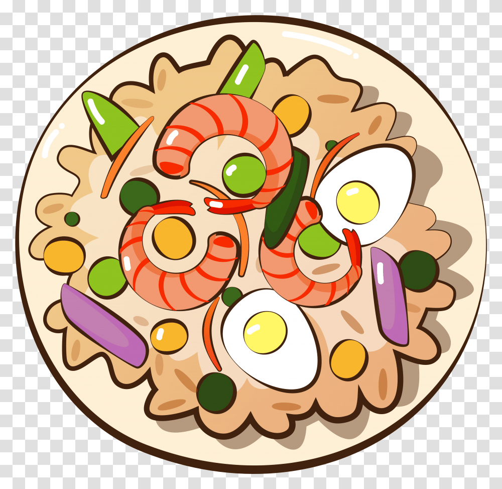 Shrimp Fried Rice Gourmet Food And Vector Image Fried Rice Cartoon, Sweets, Confectionery, Meal, Painting Transparent Png
