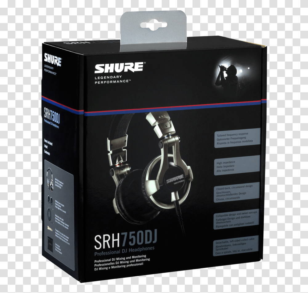 Shure Srh750dj Professional Dj Headphones Box, Electronics, Headset, Person, Human Transparent Png