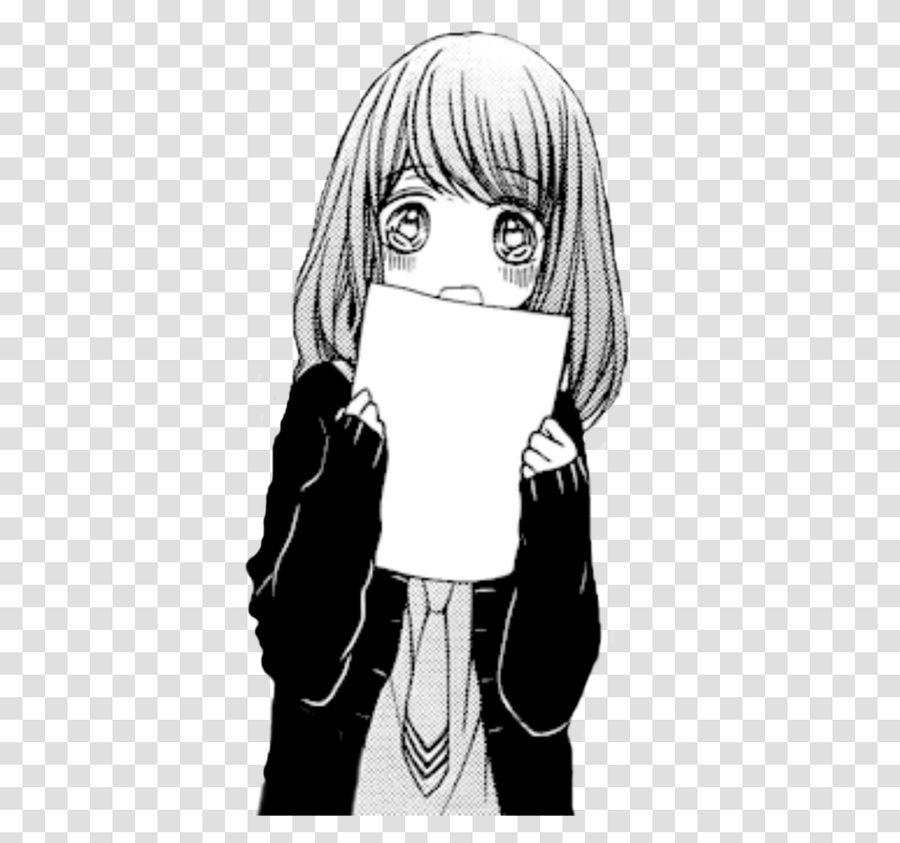 Shy Anime Girl Sad Cute Glitch Blackandwhite Anime Black And White, Person, Human, Manga, Comics Transparent Png