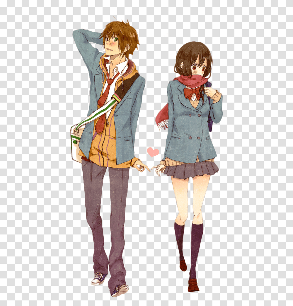 Shy Cute Couple Anime, Person, Coat, Sleeve Transparent Png
