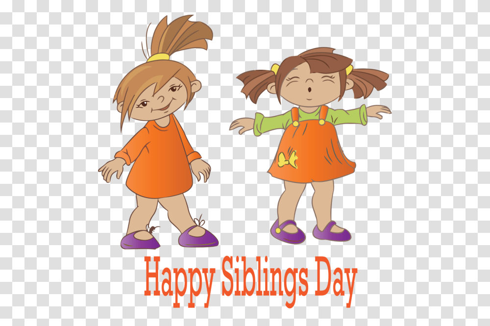 Siblings Day Cartoon Child Playing With Cartoon, Person, People, Kid, Girl Transparent Png