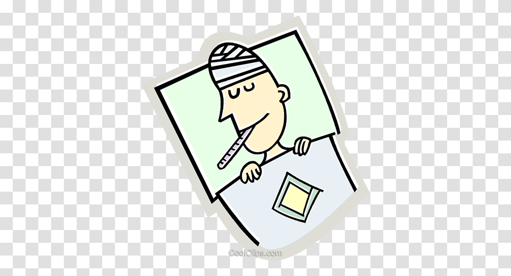Sick Man On Bed Royalty Free Vector Clip Art Illustration, Drawing, Doodle Transparent Png