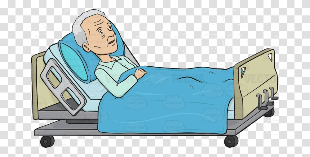 Sick Person In Hospital Bed Cartoon Patient In Hospital Bed, Human, Cushion, Vehicle, Transportation Transparent Png
