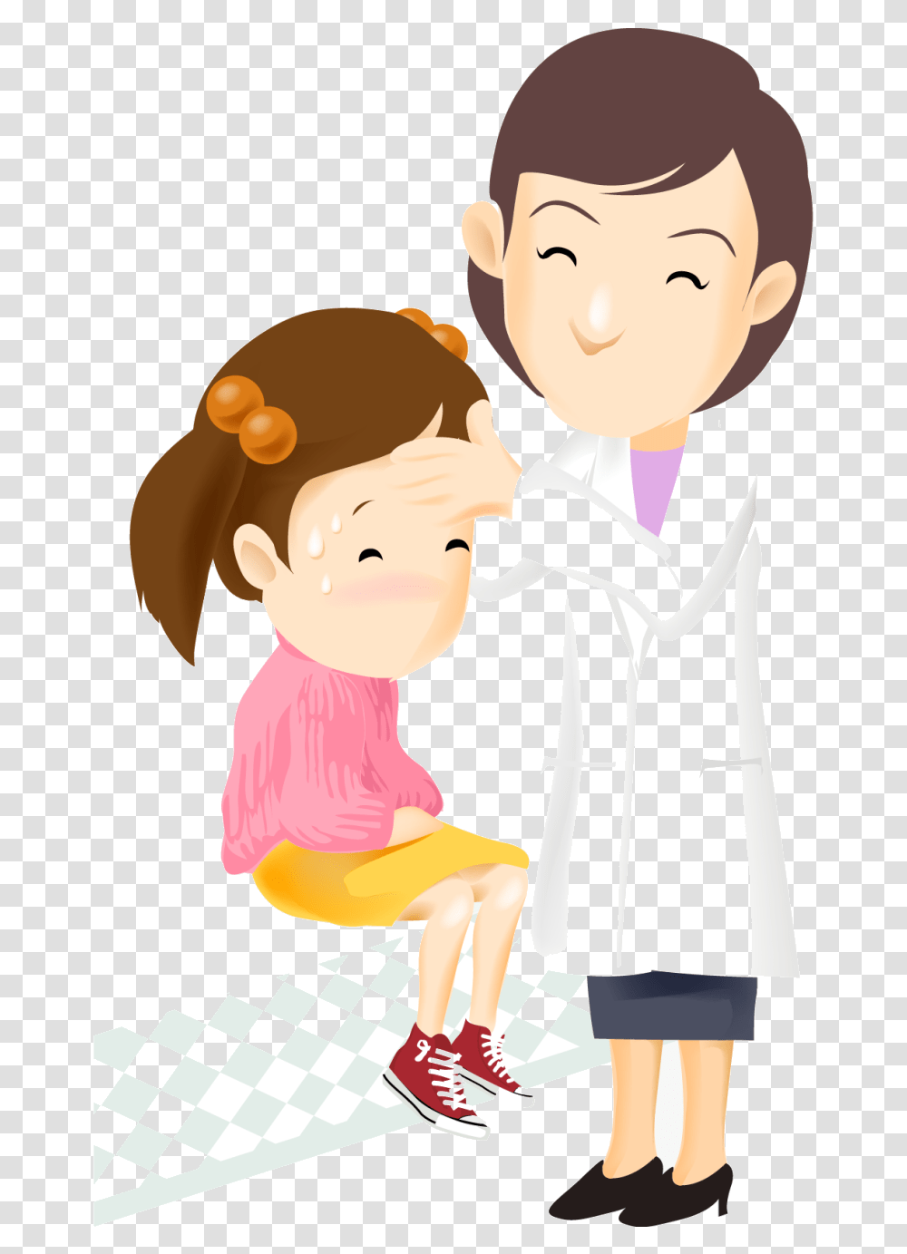 Sick Person Mother Vector Child Care Cartoon Cliparts Gambar Dokter Anak Kartun, Drawing, Shoe, Footwear Transparent Png