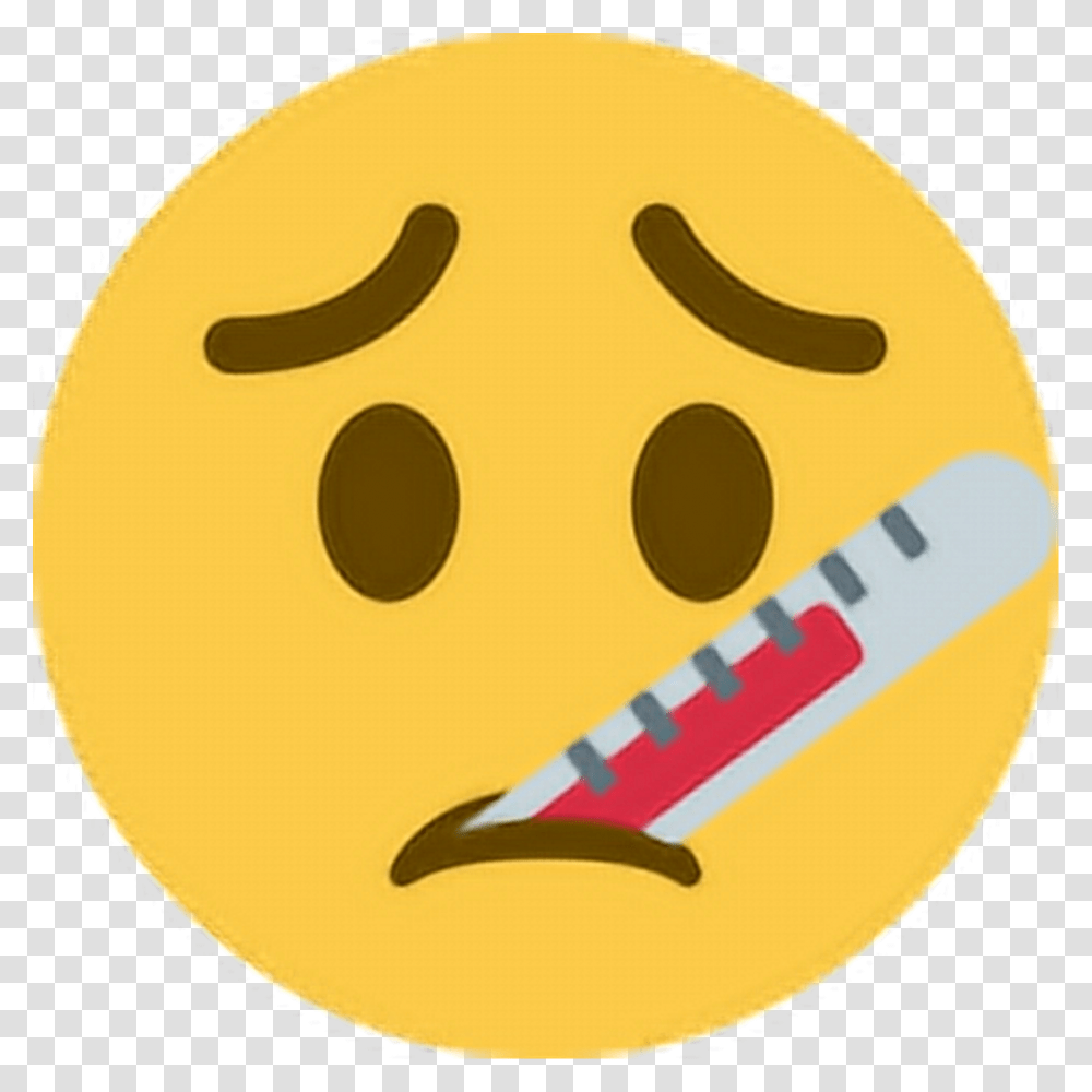 Sick Sad Frown Upset Unhappy Thermometer Emoji Emoticon Illness Emoji, Lunch, Meal, Food, Cutlery Transparent Png
