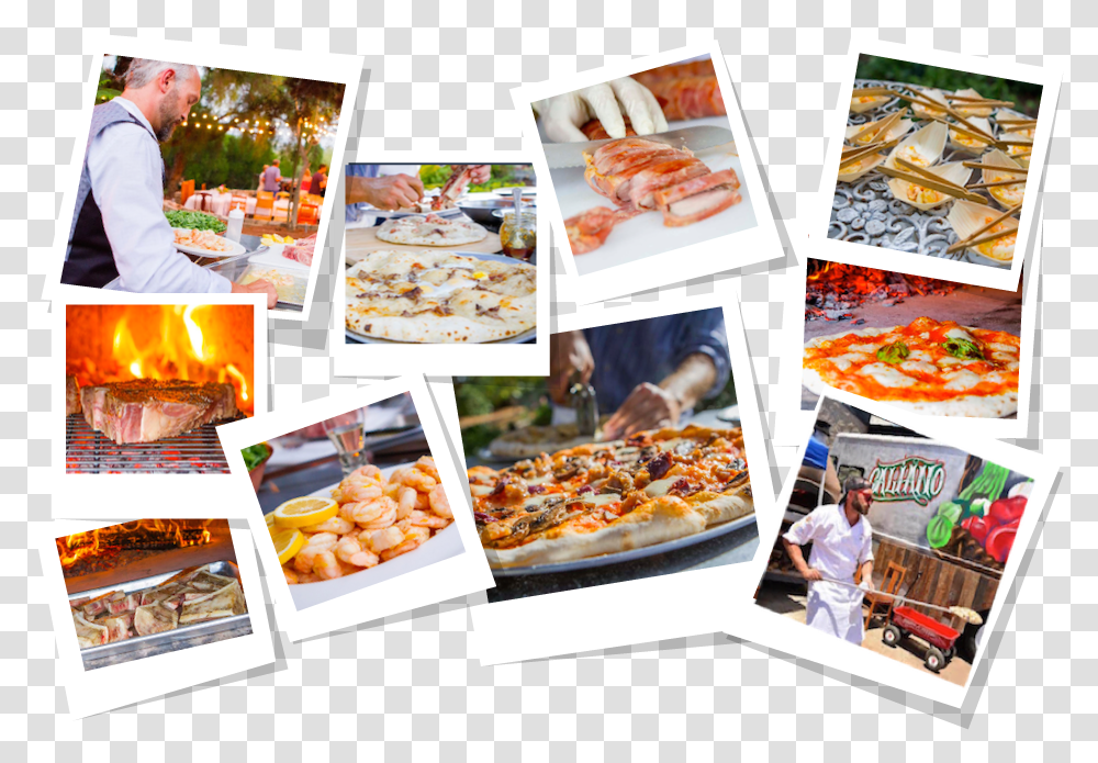 Side Dish, Pizza, Food, Person, Collage Transparent Png