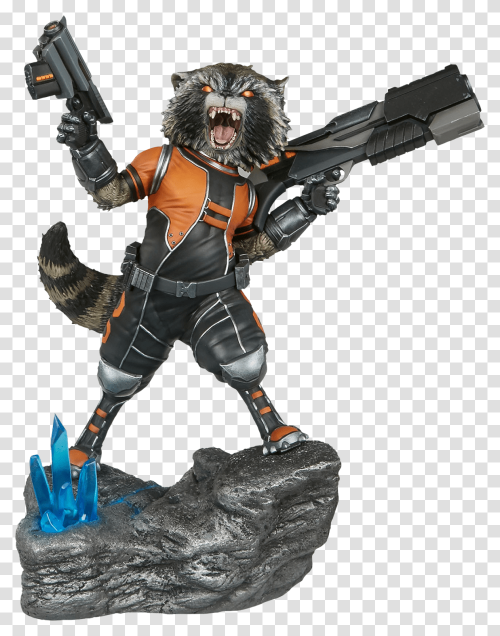 Sideshow Rocket Raccoon Premium Format Figure Guardians Of The Galaxy Rocket Statue, Person, Gun, Figurine Transparent Png