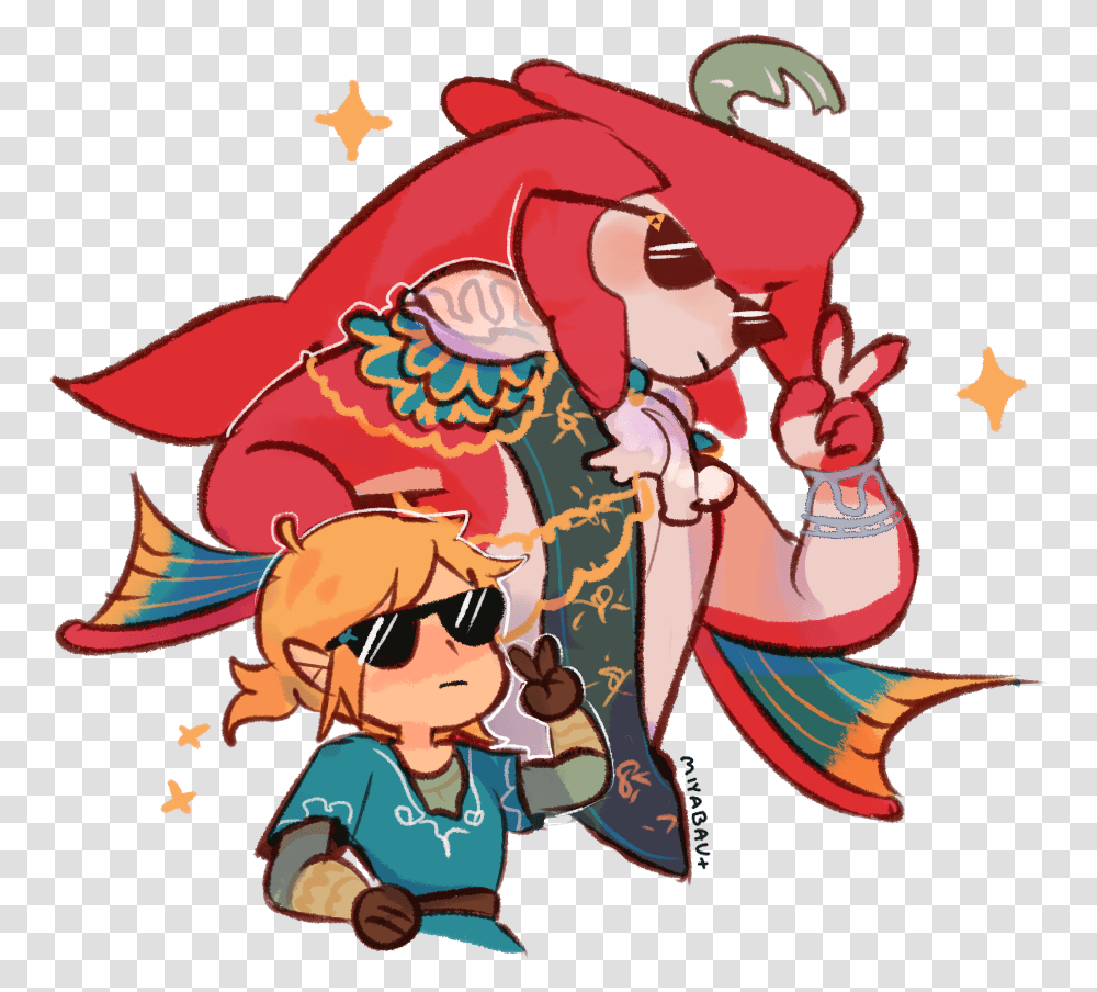 Sidon And Link Chibi, Person, Sunglasses, Performer, Hand Transparent Png