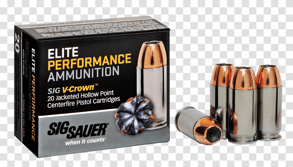 Sig Sauer Hollow Point Ammo, Ammunition, Weapon, Weaponry, Bullet Transparent Png