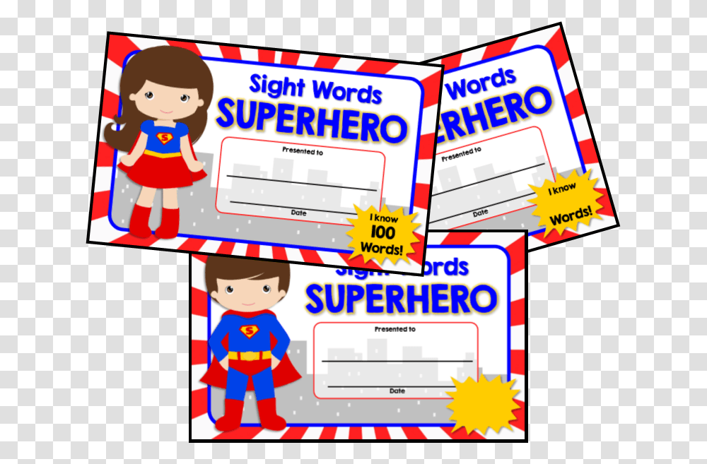Sight Words Clipart Sight Word Award Certificate, Label, Poster, Advertisement Transparent Png