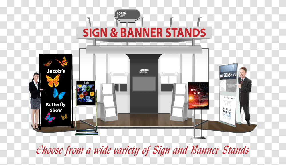 Sign Banner Standsd Banner, Person, Interior Design, Bus Stop, Advertisement Transparent Png