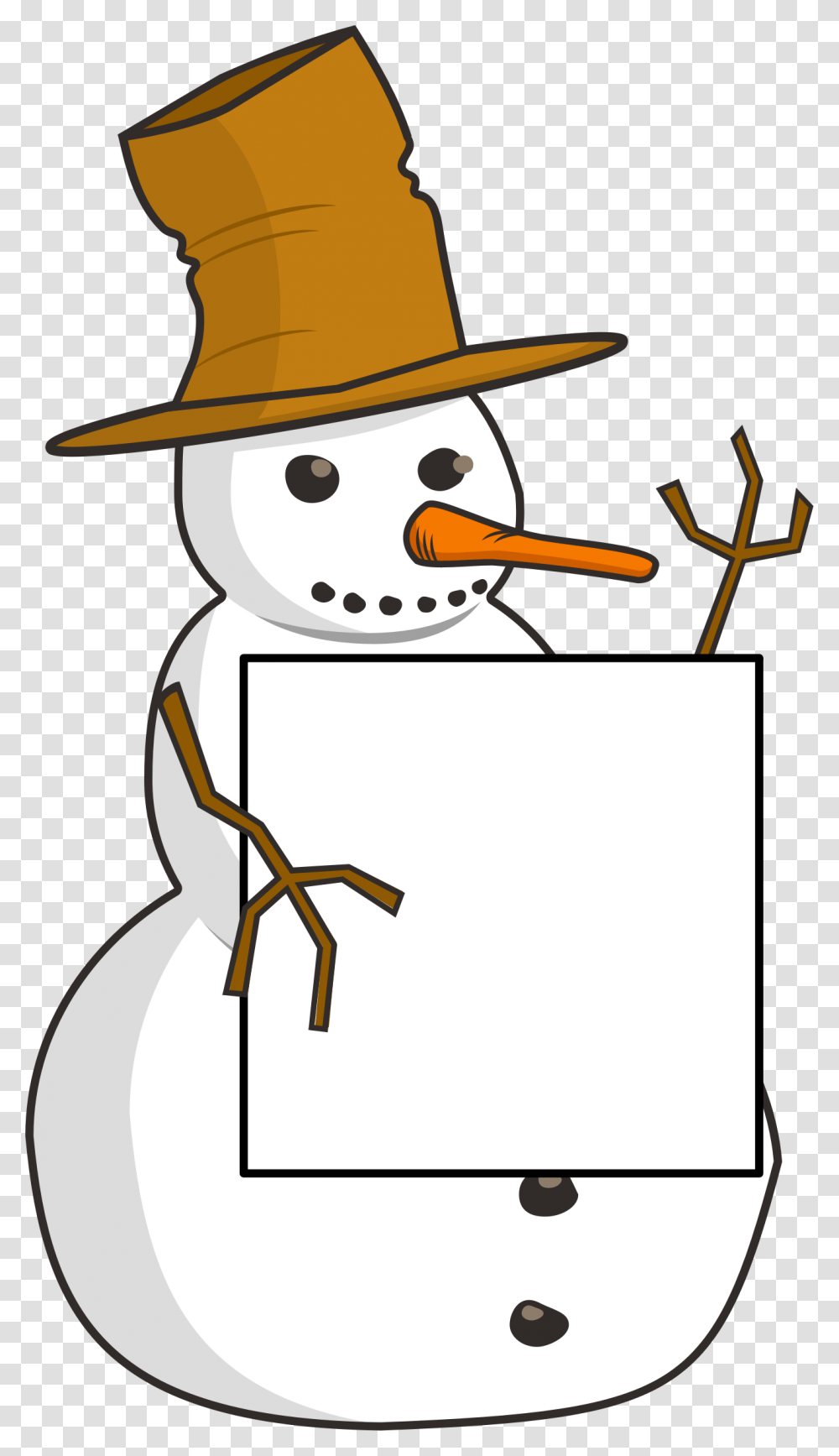 Sign Holding Snowman Clip Arts Snowman With Sign Clipart, Outdoors, Nature, Apparel Transparent Png