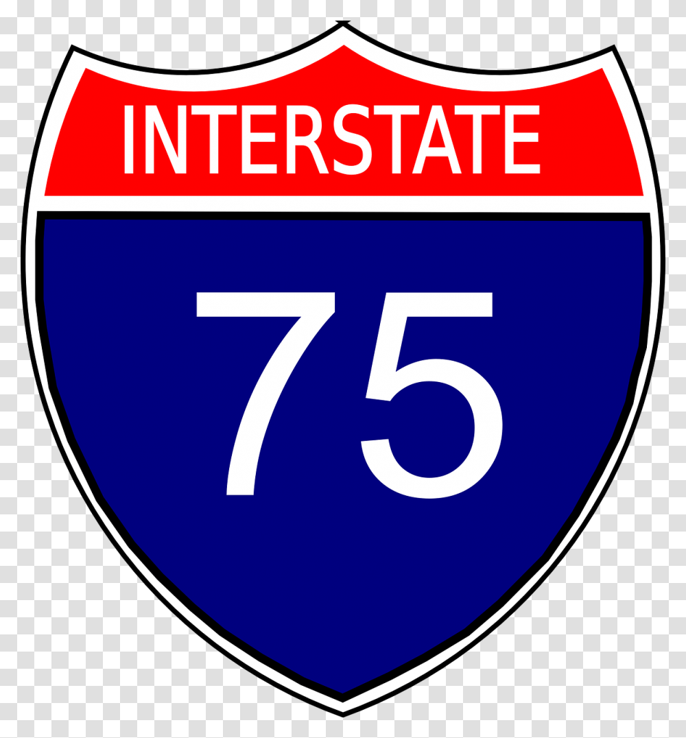 Sign Interstate 75 America Highway Street Road Interstate 75 Sign, Armor, Shield, First Aid, Security Transparent Png