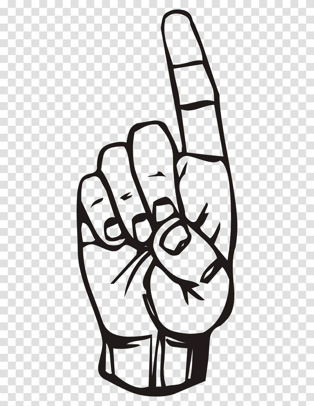 Sign Language D Finger Pointing Clipart, Hand, Stencil Transparent Png