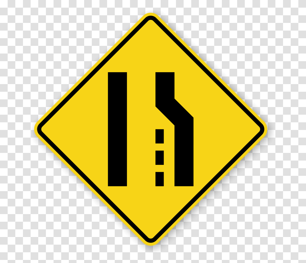 Sign Means Right Lane Ends, Road Sign, Stopsign Transparent Png
