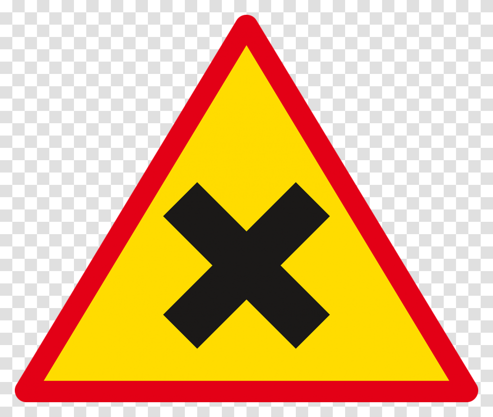 Sign Road Road Sign Free Photo Warning Sign With Cross, Triangle Transparent Png