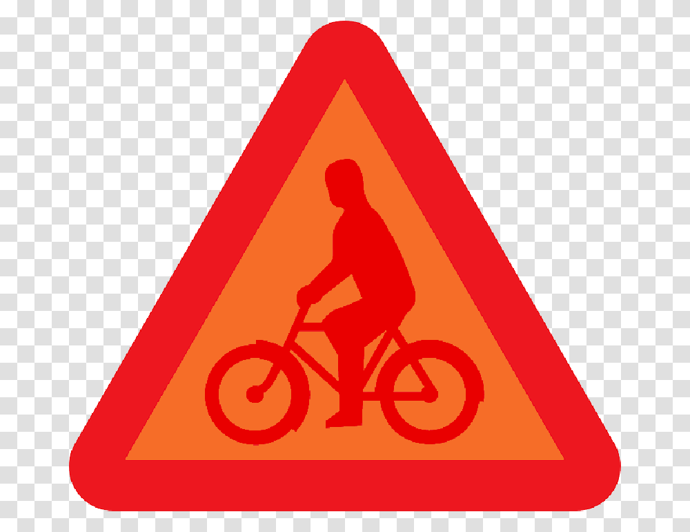Sign Transportation Bicycle Warning Roadsigns Clipart Person Riding Bike, Human, Vehicle, Road Sign Transparent Png