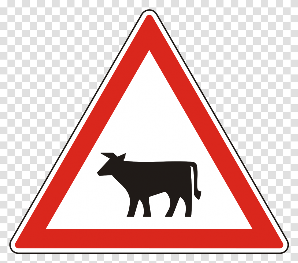 Sign With Cow Meaning, Road Sign, Triangle Transparent Png