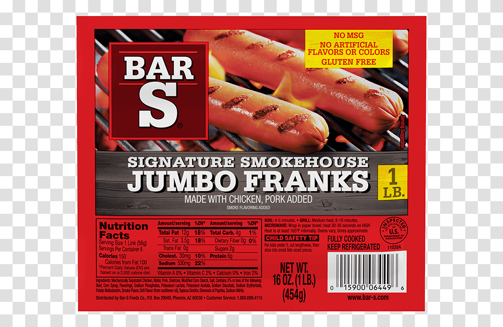 Signature Smokehouse Franks Bar S Red Franks, Hot Dog, Food, Advertisement, Poster Transparent Png