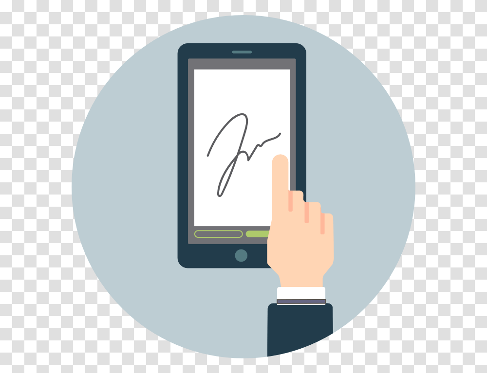 Signing On Smartphone Firma De Contrato Digital, Cushion, Computer, Electronics Transparent Png