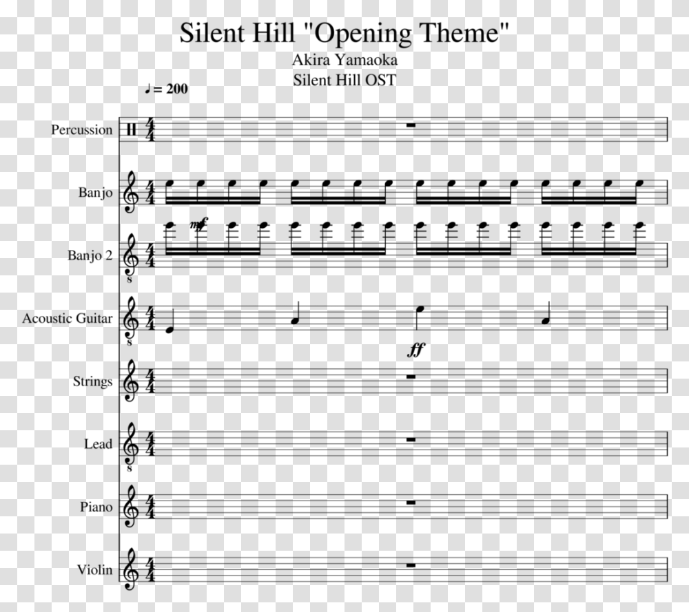 Silent Hill Slide Image Renai Circulation Clarinet Sheet Music, Gray, World Of Warcraft Transparent Png