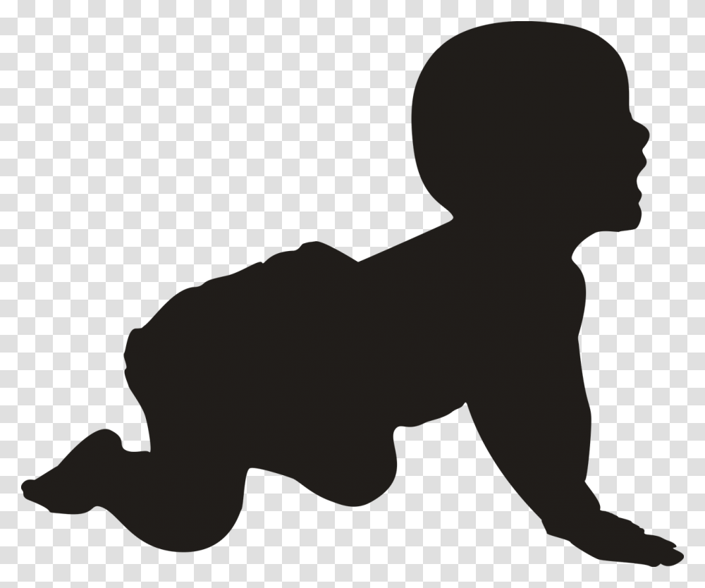 Silhouette Baby Crawling Young Laughing Cute Silhouette Baby Crawling Clipart, Person, Human, Cupid Transparent Png