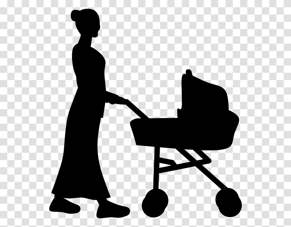 Silhouette Baby Mother Carriage Push Chair Care Generation Gap In The Family, Gray, World Of Warcraft Transparent Png