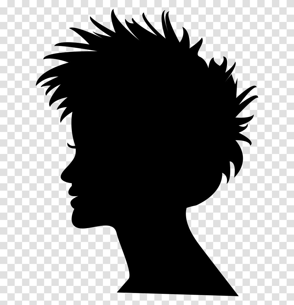 Silhouette Black And White Photography Woman Silhouette Of A Girl With Short Hair, Stencil, Person, Human, Cat Transparent Png