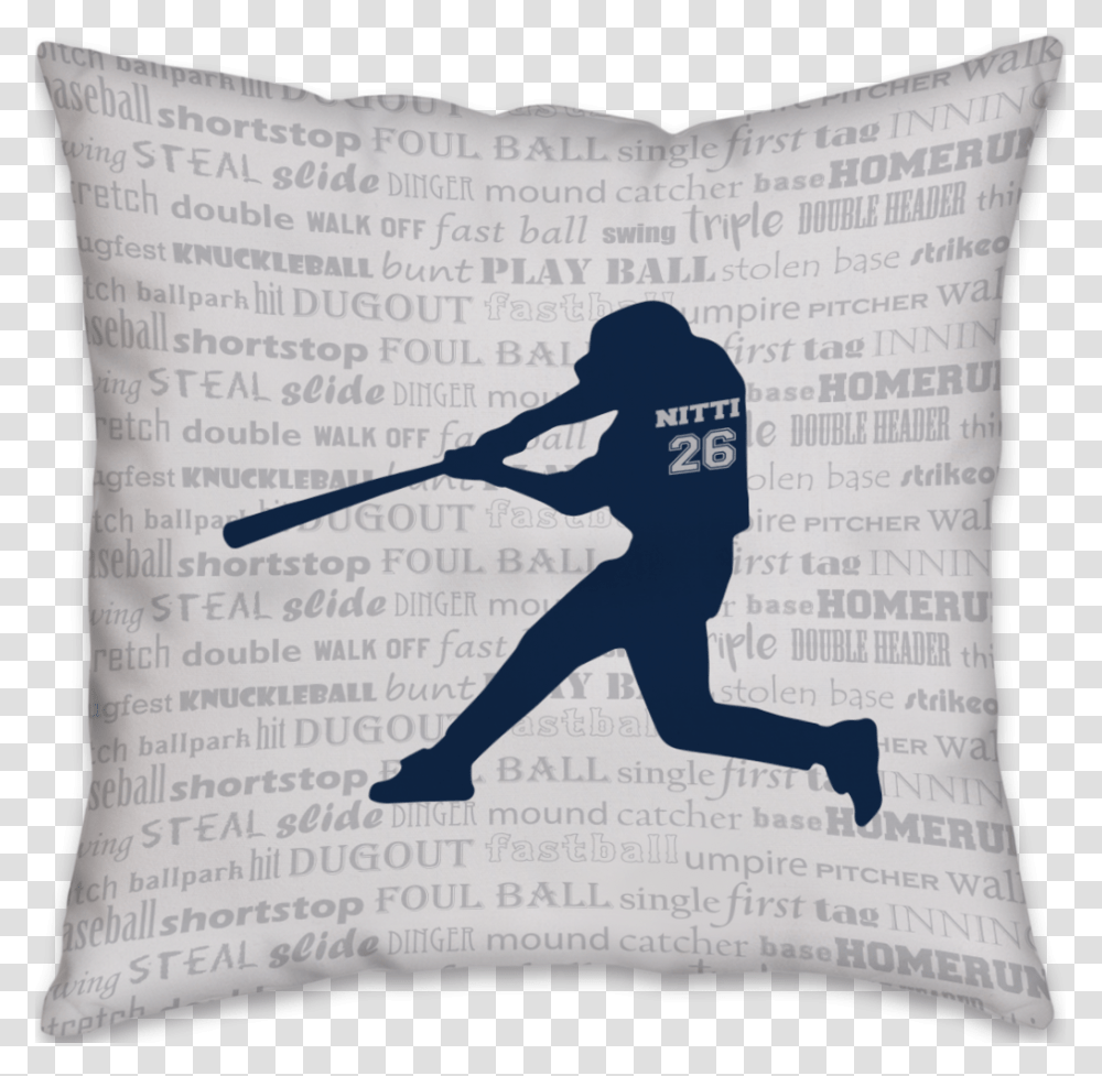 Silhouette Black Baseball Player Swinging Bat Baseball Player Silhouette, Pillow, Cushion, Person, Human Transparent Png