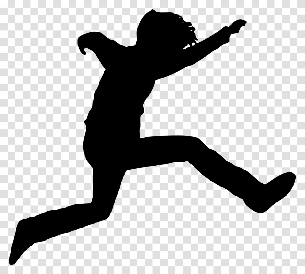 Silhouette Boy Human Free Picture Person Leaping Silhouette, Gray, World Of Warcraft Transparent Png