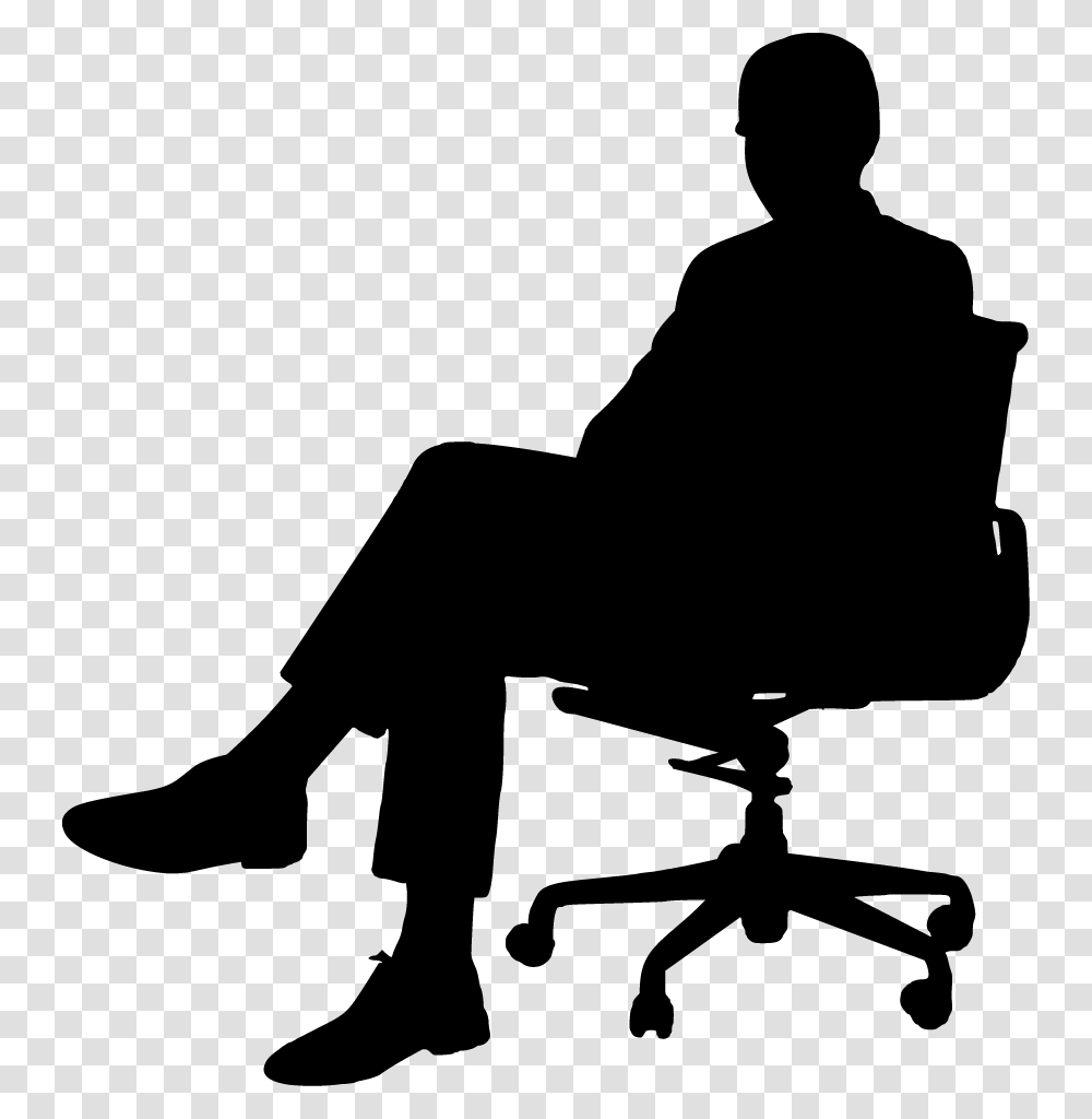 Silhouette Business Chair Man Alone Think People Man Sitting On Chair, Person, Furniture, Musician, Musical Instrument Transparent Png
