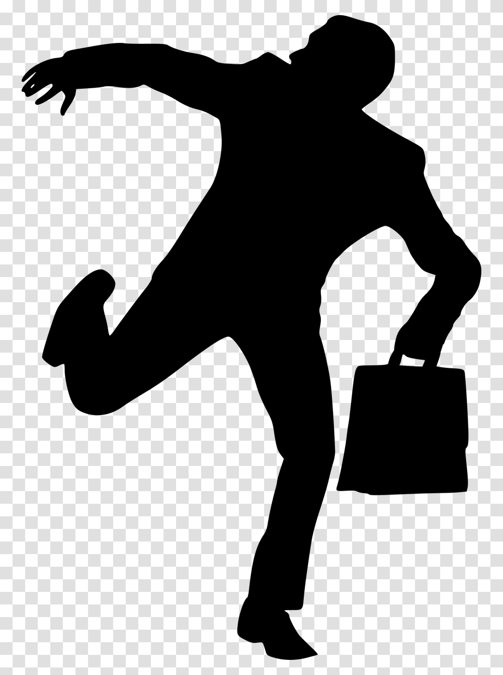 Silhouette Business Man Running Risk Fear Loss, Gray, World Of Warcraft Transparent Png