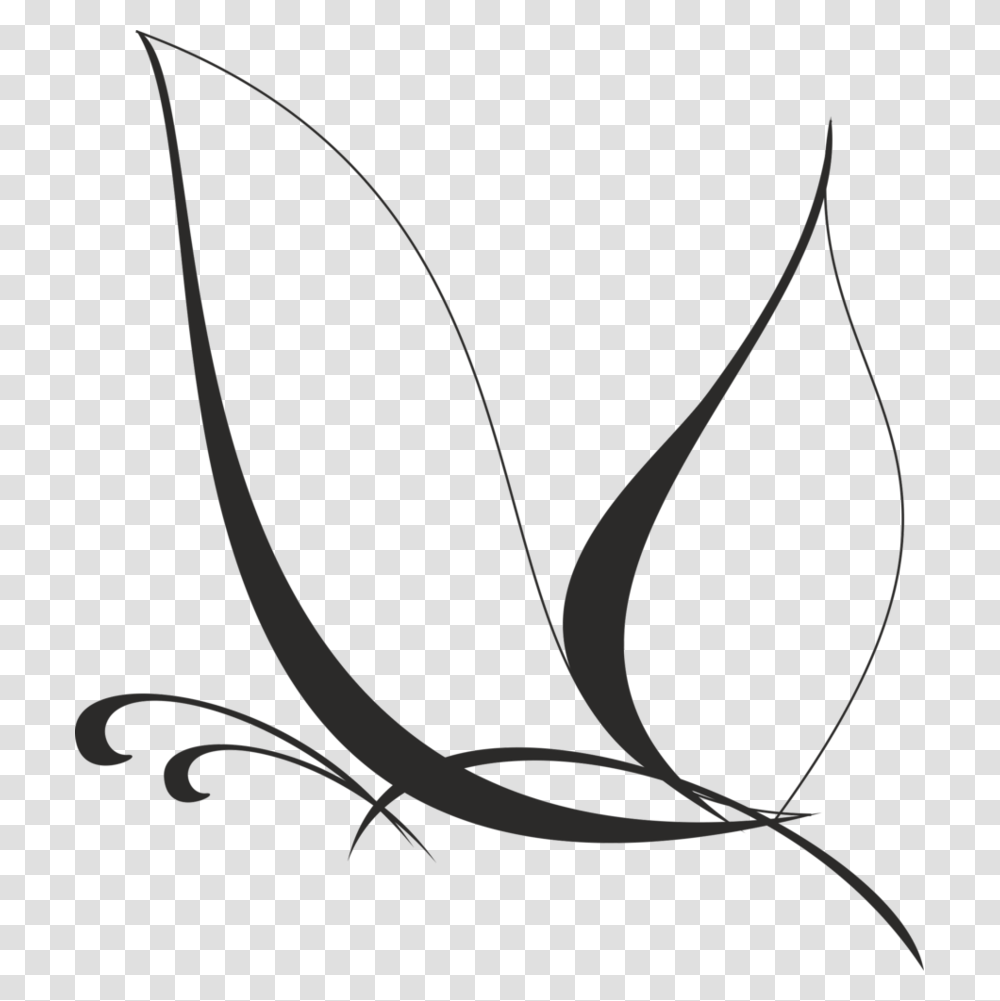 Silhouette Butterfly, Bow, Plant Transparent Png