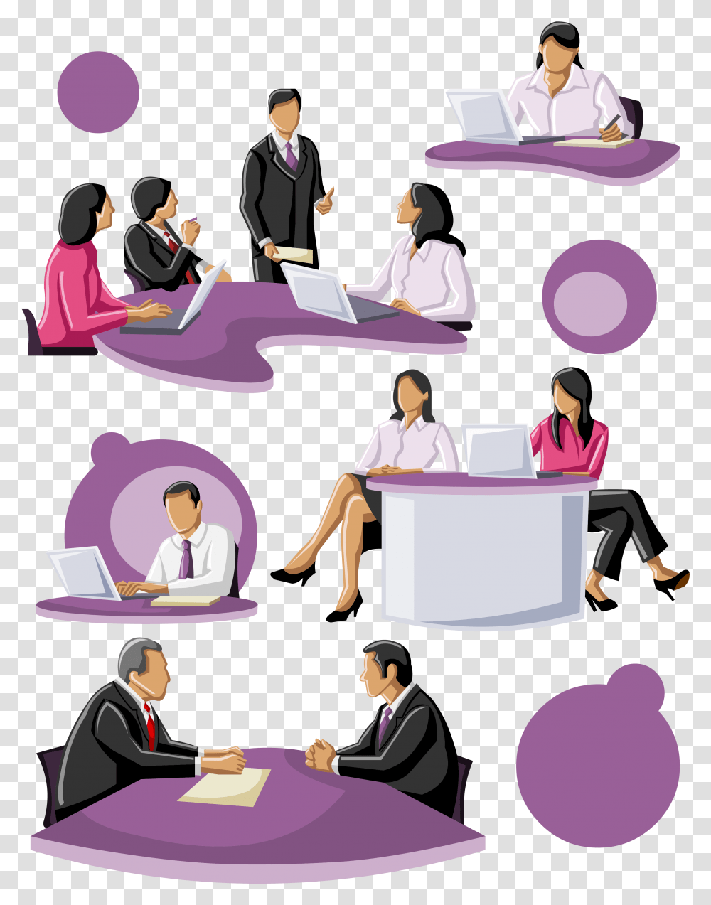 Silhouette Cartoon Download Flat Design Business People Talking Vector, Person, Human, Sitting, Crowd Transparent Png
