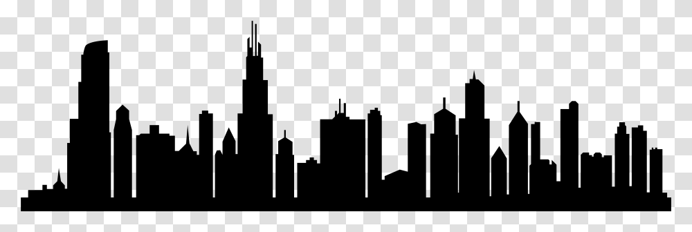 Silhouette City Chicago Skyline Silhouette, Gray, World Of Warcraft Transparent Png