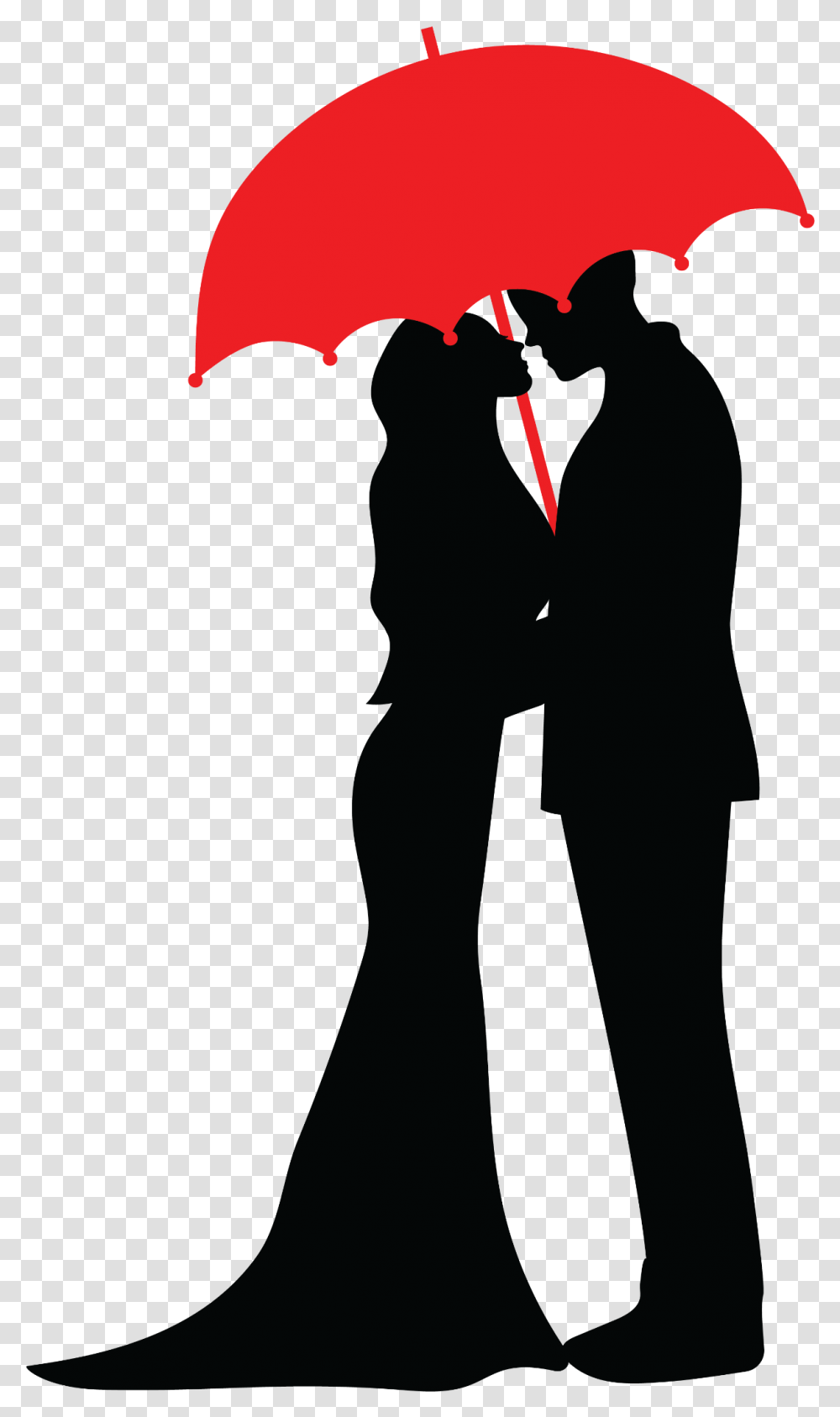 Silhouette Couple Love Umbrella Rain Kiss Valentine Umbrella, Person, Suit, Overcoat Transparent Png
