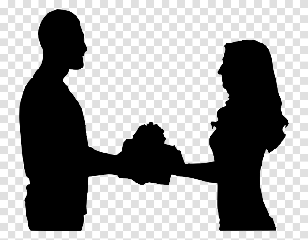 Silhouette Couple Valentine's Gift Wife Giving Giving Silhouette, Gray, World Of Warcraft Transparent Png