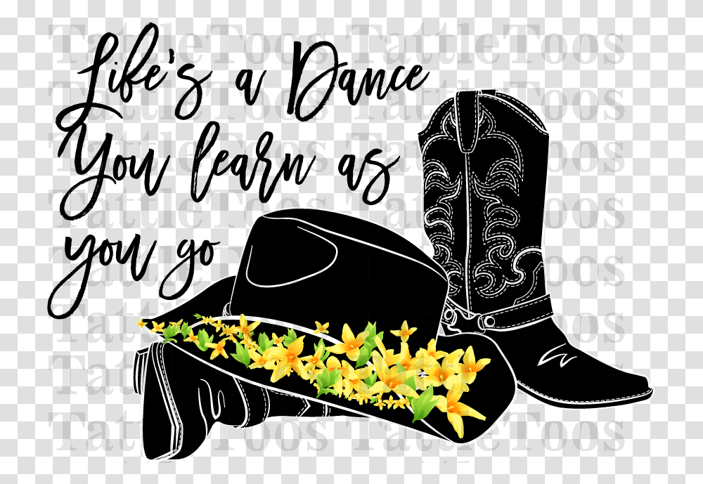 Silhouette Cowboy Hat And Boots Clipart, Apparel, Blackboard Transparent Png