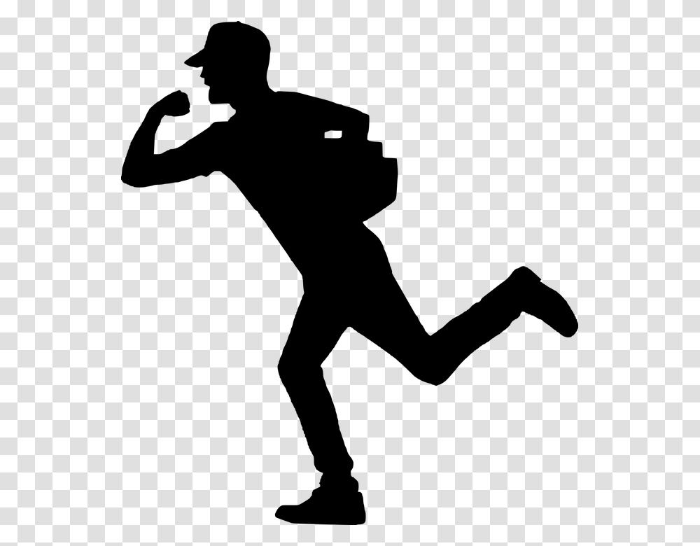 Silhouette Delivery Man Running Fast Delivery Fast Delivery Man Silhouette, Gray Transparent Png